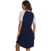 imageWiWi Viscose from Bamboo Nightgowns for Women Lightweight Casual Nightgown Short Sleeve Sleep Shirt Soft Summer Night SXXLBnavy