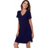 imageWiWi Viscose from Bamboo Nightgowns for Women Lightweight Casual Nightgown Short Sleeve Sleep Shirt Soft Summer Night SXXLCnavy