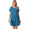 imageWiWi Viscose from Bamboo Nightgowns for Women Lightweight Casual Nightgown Short Sleeve Sleep Shirt Soft Summer Night SXXLCteal Blue