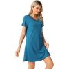 imageWiWi Viscose from Bamboo Nightgowns for Women Lightweight Casual Nightgown Short Sleeve Sleep Shirt Soft Summer Night SXXLCteal Blue