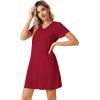 imageWiWi Viscose from Bamboo Nightgowns for Women Lightweight Casual Nightgown Short Sleeve Sleep Shirt Soft Summer Night SXXLCwine Red