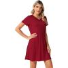 imageWiWi Viscose from Bamboo Nightgowns for Women Lightweight Casual Nightgown Short Sleeve Sleep Shirt Soft Summer Night SXXLCwine Red