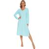 imageWiWi Viscose from Bamboo Nightgowns for Women Long Sleeve Nightgown Soft Pajamas Warm Sleepwear Dress Night Gowns SXXLAqua