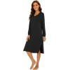 imageWiWi Viscose from Bamboo Nightgowns for Women Long Sleeve Nightgown Soft Pajamas Warm Sleepwear Dress Night Gowns SXXLBlack