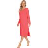 imageWiWi Viscose from Bamboo Nightgowns for Women Long Sleeve Nightgown Soft Pajamas Warm Sleepwear Dress Night Gowns SXXLCoral