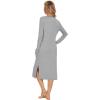 imageWiWi Viscose from Bamboo Nightgowns for Women Long Sleeve Nightgown Soft Pajamas Warm Sleepwear Dress Night Gowns SXXLHeather Grey