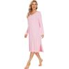 imageWiWi Viscose from Bamboo Nightgowns for Women Long Sleeve Nightgown Soft Pajamas Warm Sleepwear Dress Night Gowns SXXLPink