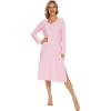 imageWiWi Viscose from Bamboo Nightgowns for Women Long Sleeve Nightgown Soft Pajamas Warm Sleepwear Dress Night Gowns SXXLPink
