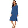 imageWiWi Viscose from Bamboo Nightgowns for Women Long Sleeve Nightgown Soft Pajamas Warm Sleepwear Dress Night Gowns SXXLPrussian Blue