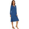 imageWiWi Viscose from Bamboo Nightgowns for Women Long Sleeve Nightgown Soft Pajamas Warm Sleepwear Dress Night Gowns SXXLPrussian Blue