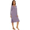 imageWiWi Viscose from Bamboo Nightgowns for Women Long Sleeve Nightgown Soft Pajamas Warm Sleepwear Dress Night Gowns SXXLViolet