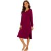 imageWiWi Viscose from Bamboo Nightgowns for Women Long Sleeve Nightgown Soft Pajamas Warm Sleepwear Dress Night Gowns SXXLWine