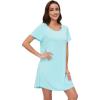 imageWiWi Viscose from Bamboo Nightgowns for Women Soft Short Sleeve Sleepwear Sleep Shirts Cool Nightwear SXXLAqua