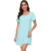 imageWiWi Viscose from Bamboo Nightgowns for Women Soft Short Sleeve Sleepwear Sleep Shirts Cool Nightwear SXXLAqua