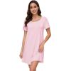 imageWiWi Viscose from Bamboo Nightgowns for Women Soft Short Sleeve Sleepwear Sleep Shirts Cool Nightwear SXXLPink