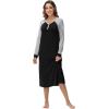 imageWiWi Viscose from Bamboo Women s Nightgowns Vneck Soft Long Sleeve Nightgown Nightshirts Sleepwear SXXLBlack
