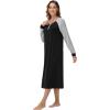 imageWiWi Viscose from Bamboo Women s Nightgowns Vneck Soft Long Sleeve Nightgown Nightshirts Sleepwear SXXLBlack