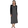 imageWiWi Viscose from Bamboo Women s Nightgowns Vneck Soft Long Sleeve Nightgown Nightshirts Sleepwear SXXLCharcoal Heather