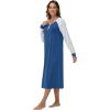 imageWiWi Viscose from Bamboo Women s Nightgowns Vneck Soft Long Sleeve Nightgown Nightshirts Sleepwear SXXLPrussian Blue