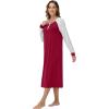 imageWiWi Viscose from Bamboo Women s Nightgowns Vneck Soft Long Sleeve Nightgown Nightshirts Sleepwear SXXLWine Red