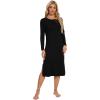 imageWiWi Womens Long Nightgowns Longsleeved Crew Neck Lightweight Sleepwear Viscose from Bamboo SXXLBlack