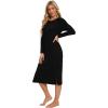 imageWiWi Womens Long Nightgowns Longsleeved Crew Neck Lightweight Sleepwear Viscose from Bamboo SXXLBlack