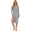 imageWiWi Womens Long Nightgowns Longsleeved Crew Neck Lightweight Sleepwear Viscose from Bamboo SXXLHeather Grey