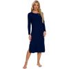imageWiWi Womens Long Nightgowns Longsleeved Crew Neck Lightweight Sleepwear Viscose from Bamboo SXXLNavy
