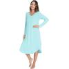 imageWiWi Womens Long Sleeve Nightgowns Lightweight Crew Neck Sleepwear With Pockets Viscose from Bamboo SXXLAqua