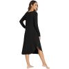 imageWiWi Womens Long Sleeve Nightgowns Lightweight Crew Neck Sleepwear With Pockets Viscose from Bamboo SXXLBlack