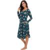 imageWiWi Womens Long Sleeve Nightgowns Lightweight Crew Neck Sleepwear With Pockets Viscose from Bamboo SXXLChristmas Elk on Green