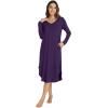 imageWiWi Womens Long Sleeve Nightgowns Lightweight Crew Neck Sleepwear With Pockets Viscose from Bamboo SXXLDark Purple
