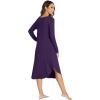 imageWiWi Womens Long Sleeve Nightgowns Lightweight Crew Neck Sleepwear With Pockets Viscose from Bamboo SXXLDark Purple