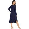 imageWiWi Womens Long Sleeve Nightgowns Lightweight Crew Neck Sleepwear With Pockets Viscose from Bamboo SXXLNavy