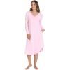 imageWiWi Womens Long Sleeve Nightgowns Lightweight Crew Neck Sleepwear With Pockets Viscose from Bamboo SXXLPink
