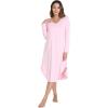 imageWiWi Womens Long Sleeve Nightgowns Lightweight Crew Neck Sleepwear With Pockets Viscose from Bamboo SXXLPink
