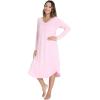 imageWiWi Womens Long Sleeve Nightgowns Lightweight Crew Neck Sleepwear With Pockets Viscose from Bamboo SXXLPink