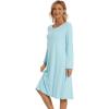 imageWiWi Womens Long Sleeve Nightgowns Scoop Neck Sleepwear Sleep Dress Bamboo Viscose Comfy Sleep Pjs Gowns SXXLAqua