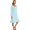 imageWiWi Womens Long Sleeve Nightgowns Scoop Neck Sleepwear Sleep Dress Bamboo Viscose Comfy Sleep Pjs Gowns SXXLAqua