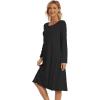 imageWiWi Womens Long Sleeve Nightgowns Scoop Neck Sleepwear Sleep Dress Bamboo Viscose Comfy Sleep Pjs Gowns SXXLBlack