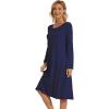 imageWiWi Womens Long Sleeve Nightgowns Scoop Neck Sleepwear Sleep Dress Bamboo Viscose Comfy Sleep Pjs Gowns SXXLNavy