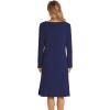 imageWiWi Womens Long Sleeve Nightgowns Scoop Neck Sleepwear Sleep Dress Bamboo Viscose Comfy Sleep Pjs Gowns SXXLNavy