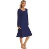 imageWiWi Womens Long Sleeve Nightgowns Scoop Neck Sleepwear Sleep Dress Bamboo Viscose Comfy Sleep Pjs Gowns SXXLNavy