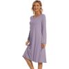 imageWiWi Womens Long Sleeve Nightgowns Scoop Neck Sleepwear Sleep Dress Bamboo Viscose Comfy Sleep Pjs Gowns SXXLViolet