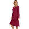 imageWiWi Womens Long Sleeve Nightgowns Scoop Neck Sleepwear Sleep Dress Bamboo Viscose Comfy Sleep Pjs Gowns SXXLWine