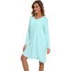 imageWiWi Womens Long Sleeve Viscose from Bamboo Nightgowns Soft Sleep Shirt V Neck Night Dress Button Down Nightshirt SXXLAqua