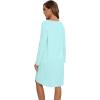 imageWiWi Womens Long Sleeve Viscose from Bamboo Nightgowns Soft Sleep Shirt V Neck Night Dress Button Down Nightshirt SXXLAqua