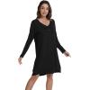 imageWiWi Womens Long Sleeve Viscose from Bamboo Nightgowns Soft Sleep Shirt V Neck Night Dress Button Down Nightshirt SXXLBlack
