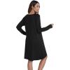 imageWiWi Womens Long Sleeve Viscose from Bamboo Nightgowns Soft Sleep Shirt V Neck Night Dress Button Down Nightshirt SXXLBlack