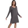 imageWiWi Womens Long Sleeve Viscose from Bamboo Nightgowns Soft Sleep Shirt V Neck Night Dress Button Down Nightshirt SXXLDark Grey